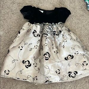 Elegant Black and Gold Floral Kids Dress
